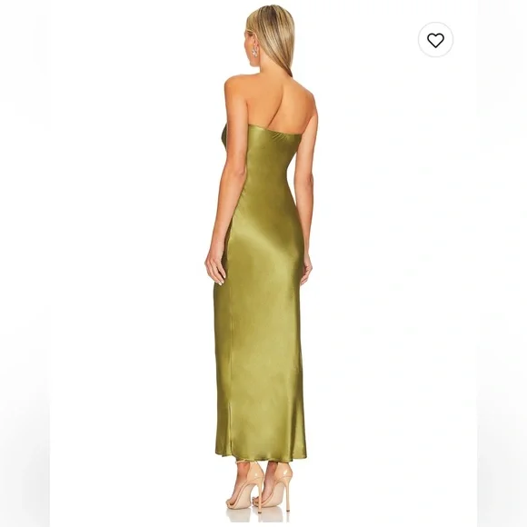 SNDYS REVOLVE Angel Strapless Midi Dress in Olive Green - Picture 4 of 4